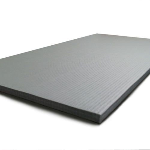 Grey tatami mats for judo training.